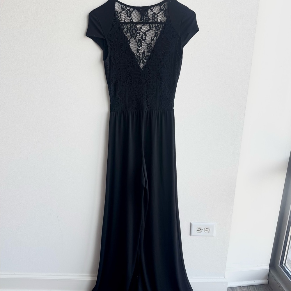 Guess Black Lace Corset V-Neck Jumpsuit